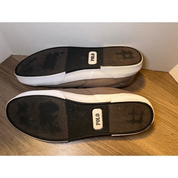 Polo Ralph Lauren Men's Canvas Sneakers Gray Lace Up Casual Preppy Shoes Size 12 - Picture 9 of 9